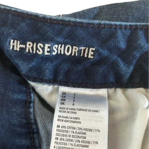 AE Outfitters Super Super Stretch Hi Rise Shortie Cut Off Jeans Shorts 2 - Picture 7 of 10